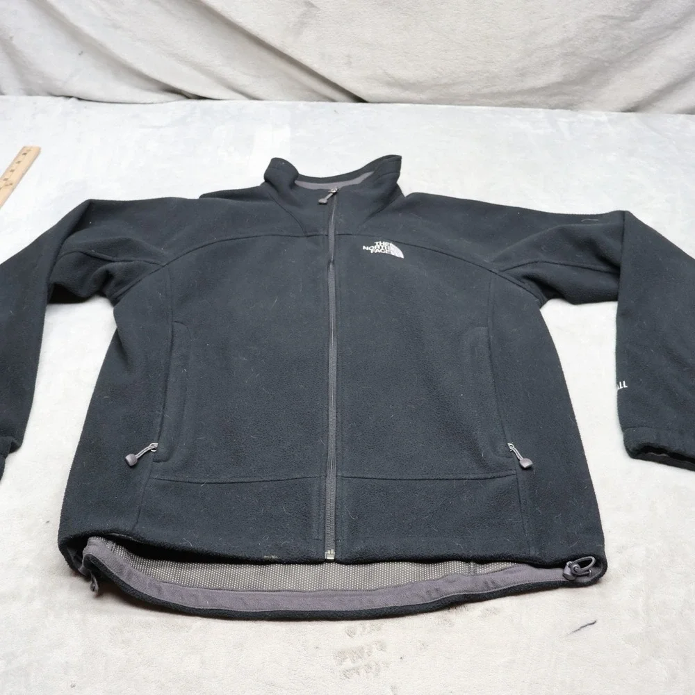 North Face Jacket Mens Medium Black WindWall Fleece Full‎ Zip Outdoor Hiking